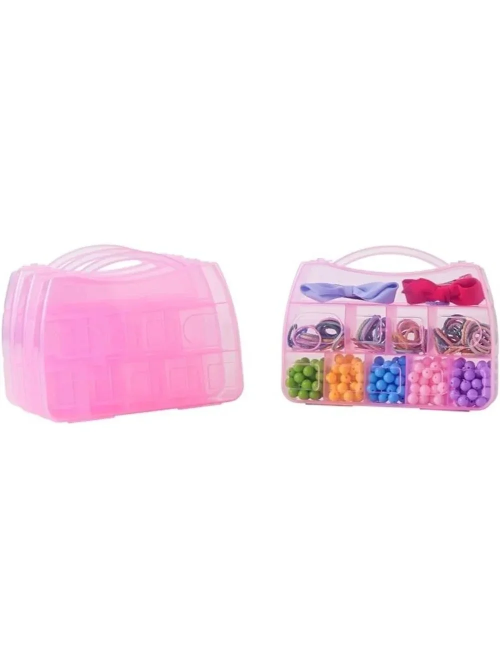 4 Pack Mini Clear Pink Storage Cases - Cute Organizer for Jewelry, Crafts, Gifts